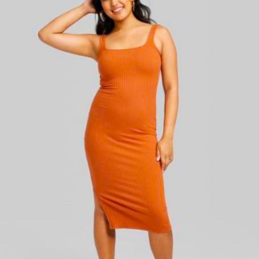 NWOT Wild Fable Target burnt orange midi bodycon dress Size XXL